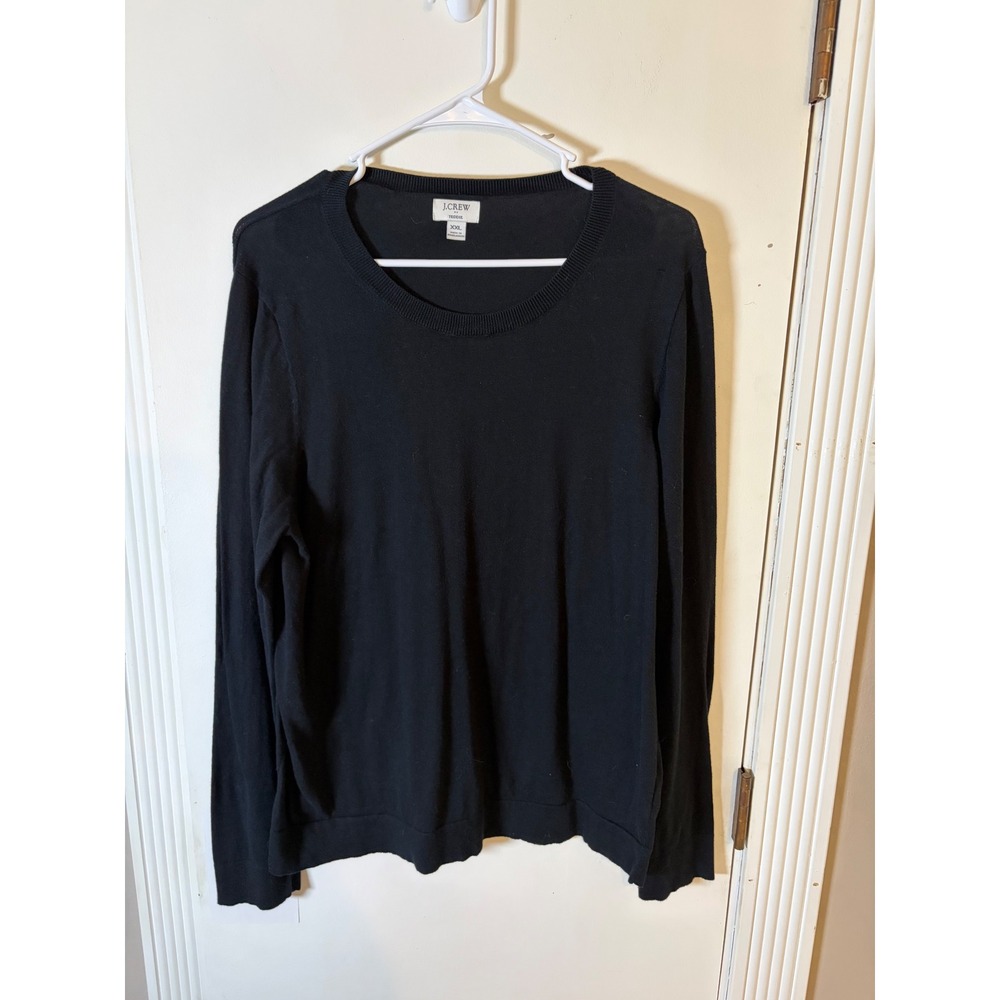 J. Crew Teddie Sweater Womens XXL Black Crew Neck Long Sleeve Knit Top